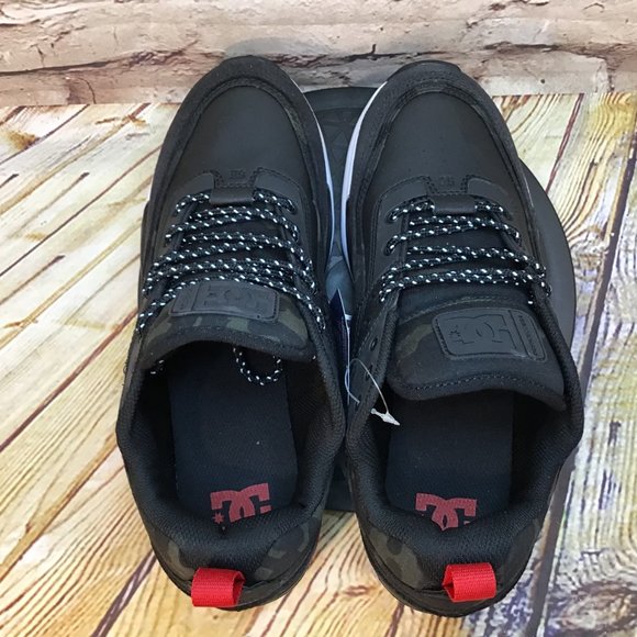 DC Shoe Company Men's Leather Black Camo Accent Low Skate Shoes Sneakers - Picture 4 of 7
